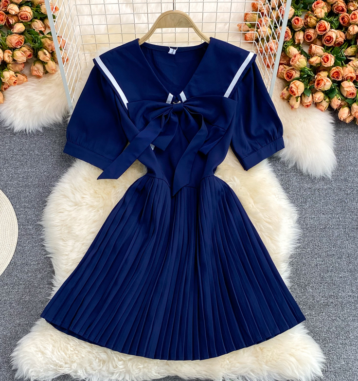 Blue A Line Short Dress Fashion Dress