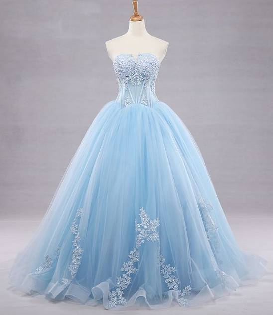 Sweetheart Ball Gown Wedding Dress With Applique,Beautiful Prom Dress ...