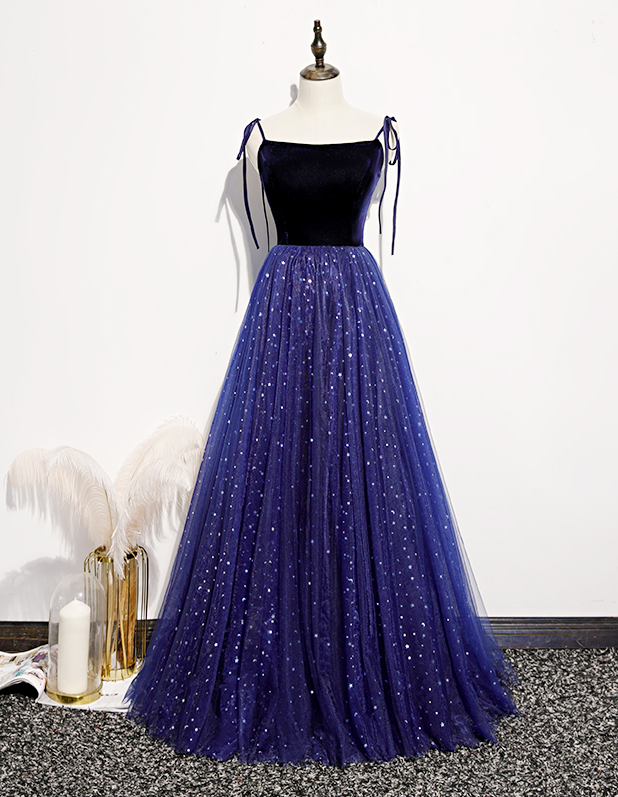 A-line Tulle Formal Dresses With Velvet