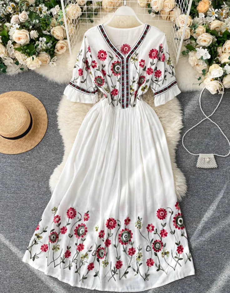 green emerald velvet dress Andrea & Leo A1289 Floral Embroidered A-Line Dress 2 / Champagne (Wheat) main image 1