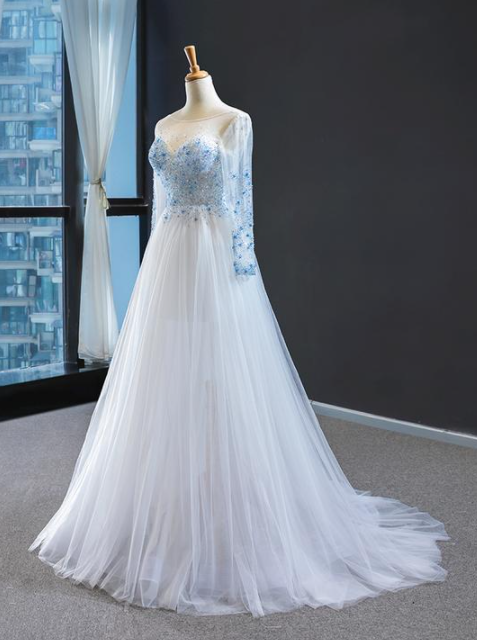 Mermaid Long Sleeve Prom Dress, Evening Dress