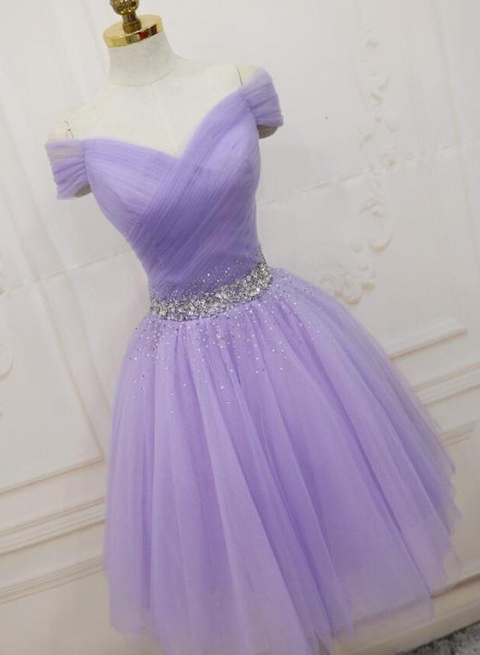 Light Purple Knee Length Homecoming Dress Short Prom Dress On Luulla