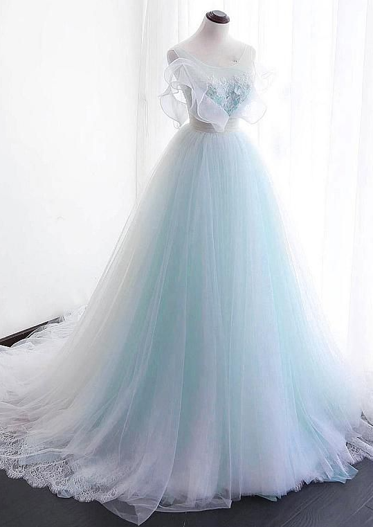 Beauty Mermaid Tulle Prom Dress,appliques Prom Dress