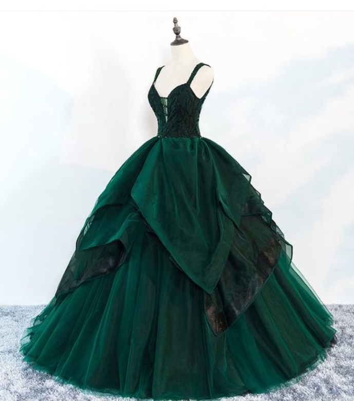 Ball Gown Green Long Prom Dress/evening Dress