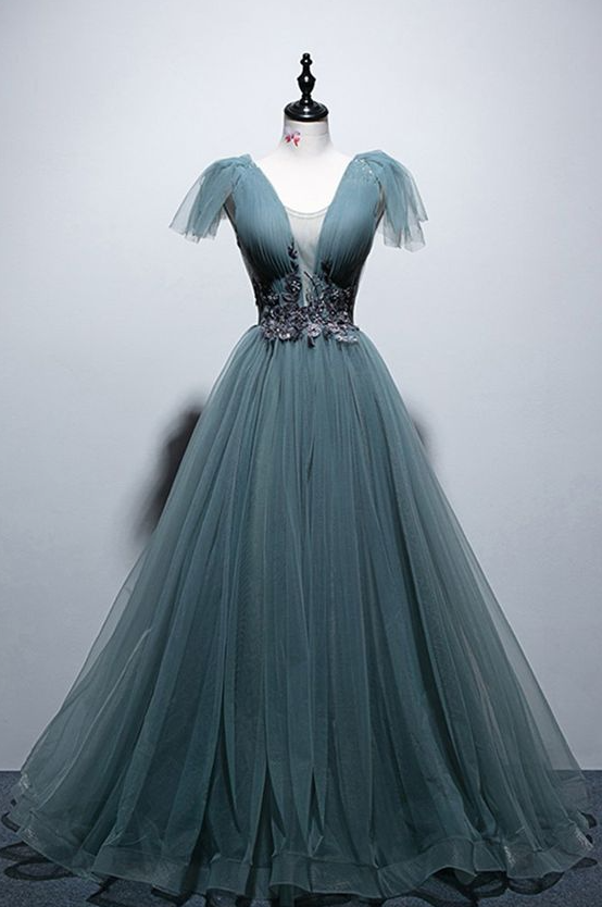 Cap Sleeve Open Back Long Prom Dress, Formal Dress on Luulla