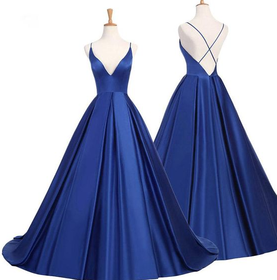 Spaghetti Straps Royal Blue Prom Dress On Luulla 