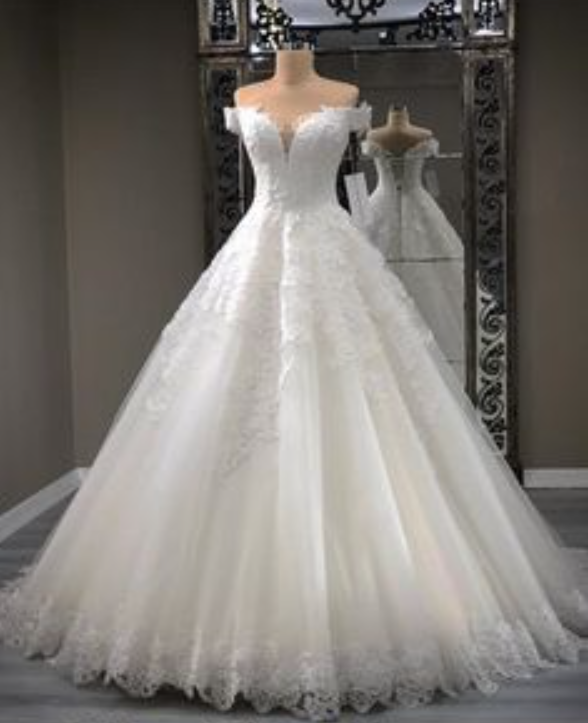 Off Shoulder Pricess Lace Wedding Dresses