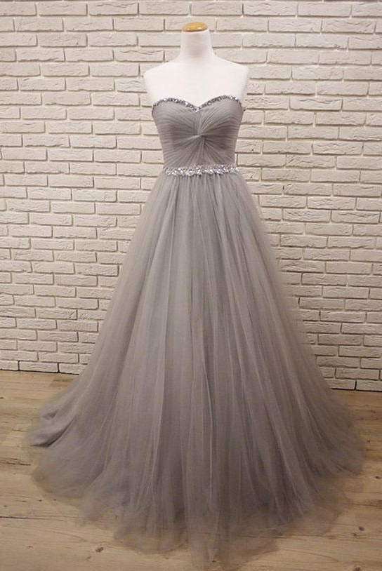 Sweetheart Neck Tulle Long A Line Prom Dresses Y637
