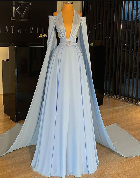 A Line Long Chiffon Belegant Prom Gown