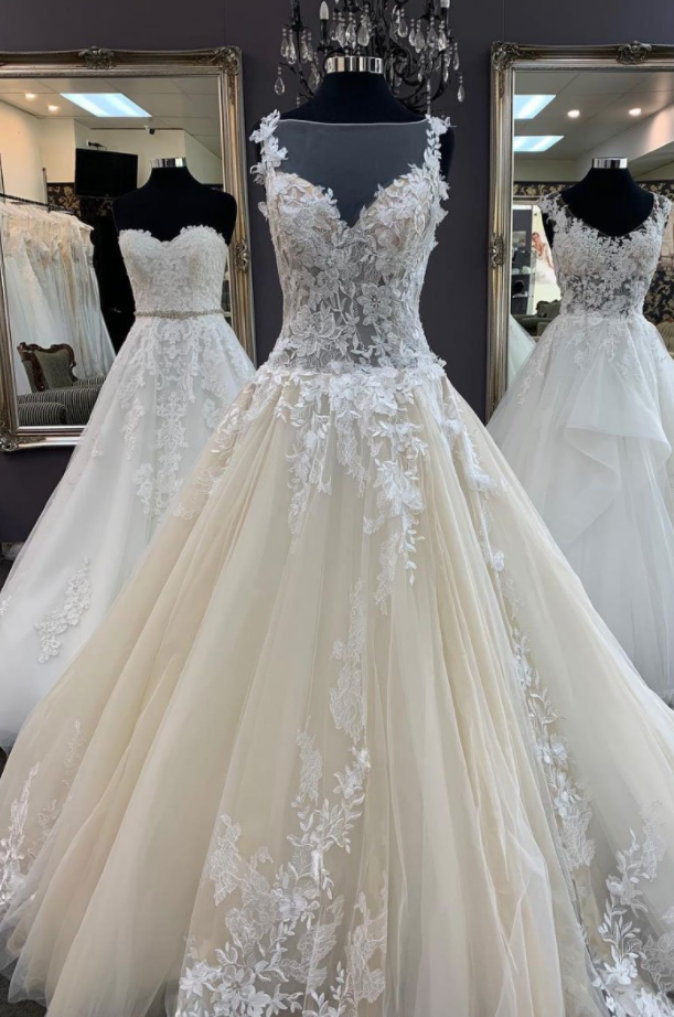 Rustic Champagne Flowy Prom Dress Long Wedding Dress