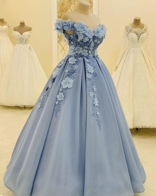 Off The Shoulder Prom Dresses With 3d Flowers