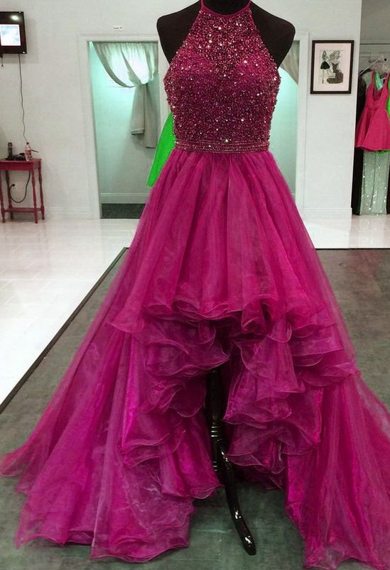 Elegant A line Jewel Sequin Prom Dresses With Beads Long Evening Dress