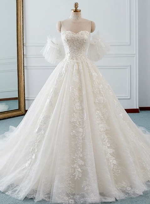 Ball Gown Tulle Sweetheart Ivory Wedding Dress