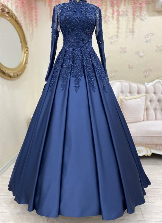 A-Line Long Sleeve Prom Dress Evening Dress Wedding Dress