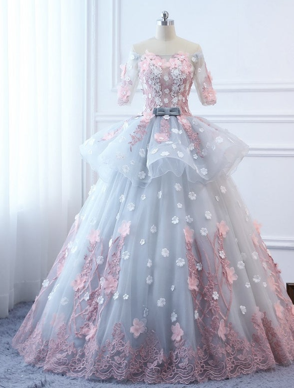 Ball Gown Long Quinceanera Dress Floral Flowers Prom Dress