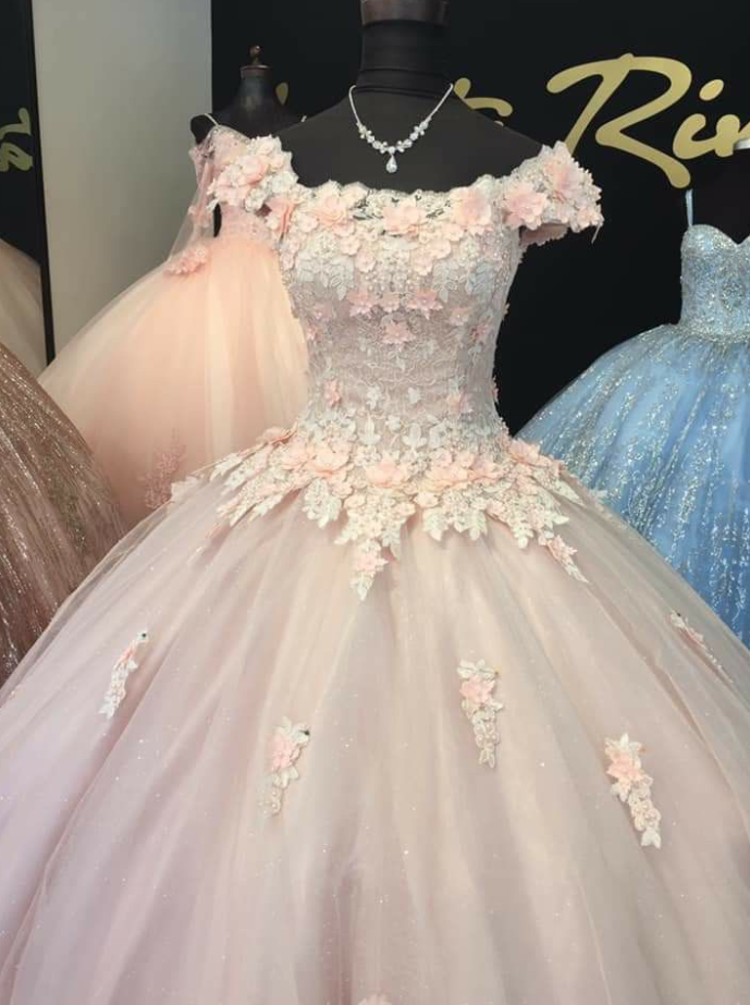 Pink A Line Ball Gown Prom Gown