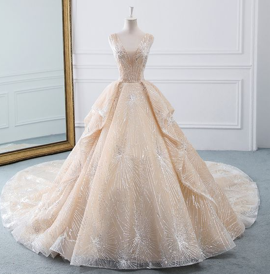 Luxury Ruffle Major Beaded Wedding Dresses Sleeveless Ball Gown Wedding Dresses