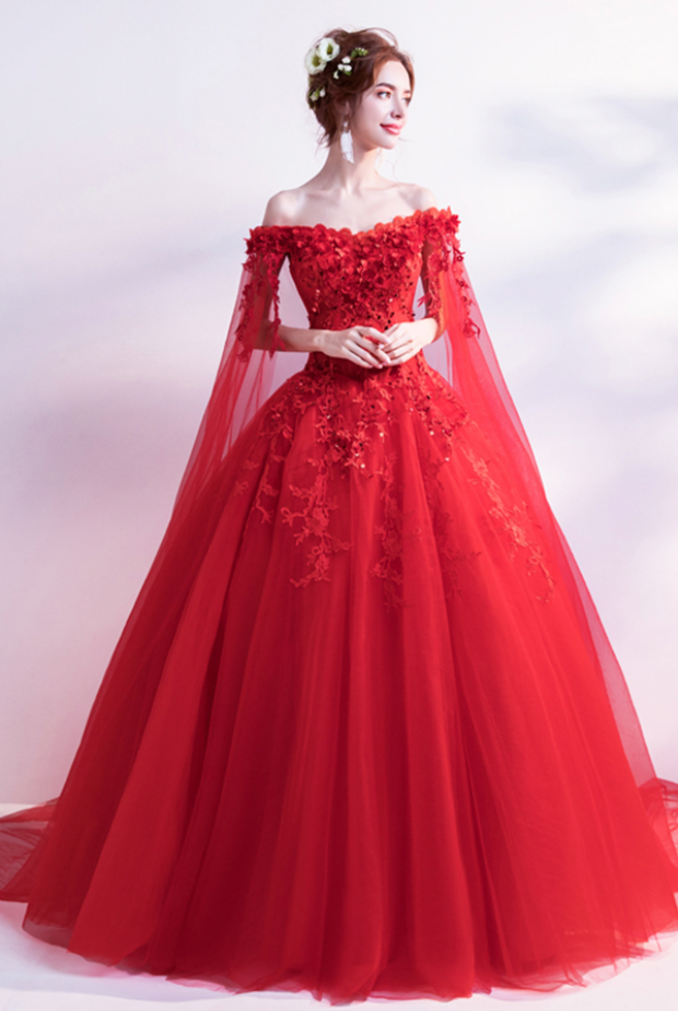 EAGLELY Luxury Sequined Glitz And Glam Red Bride Plus Size Formal Ball Gown  For Debut 18 Years Old Evening Dresses Floor Length Gown For Ninang Civil  Wedding Sponsor Outfit Js Prom |