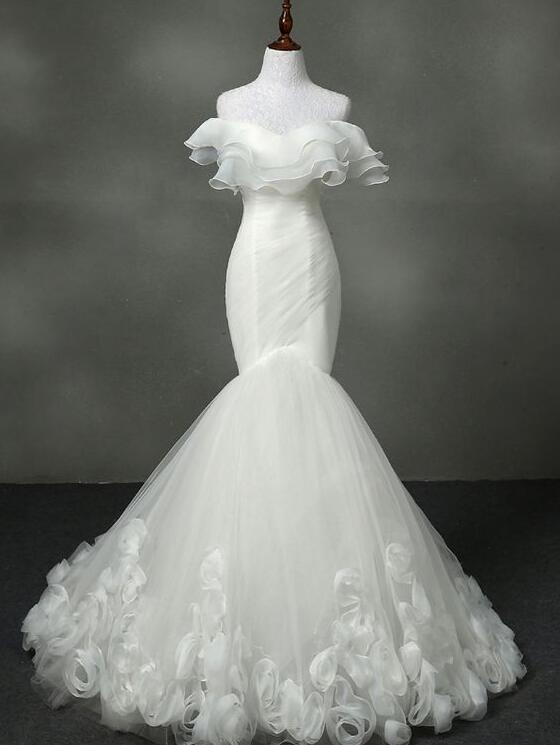 Off The Shoulder Tulle Wedding Dress, Bridal Dress