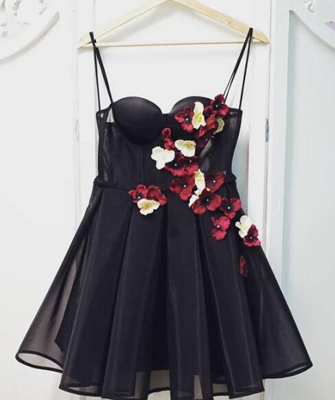 Sweetheart Neck Black Tulle Hort Prom Dress