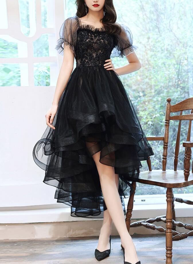 Sweetheart High Low Prom Dress,black Evening Dress