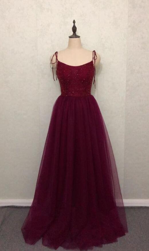 Spaghetti Straps A Line Tulle Prom Dress on Luulla
