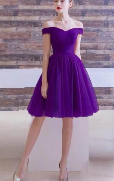 Off Shoulder Purple Short Homecoming Dress