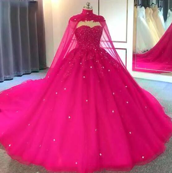 Black Wedding Gown Ball Gown Lace Prom Dress With Cape