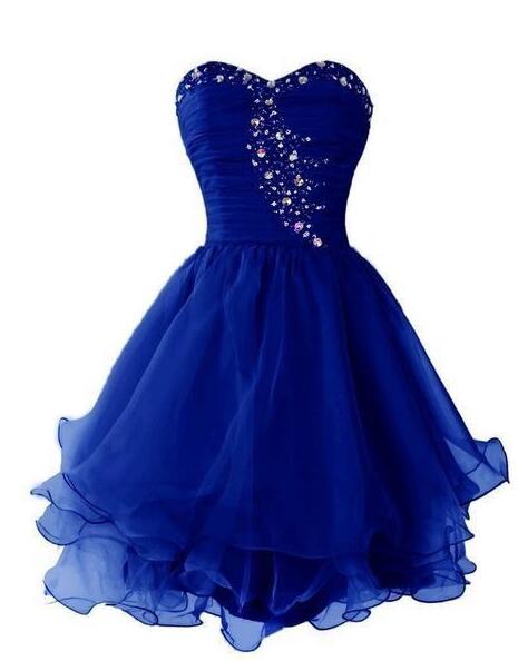 Royal Blue Short Homecoming Dresses With Beads
