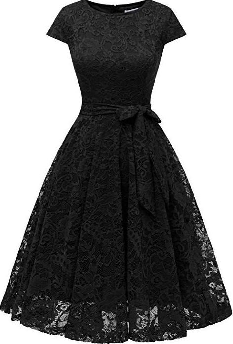 Cute Black Lace Short Homecoming Dress