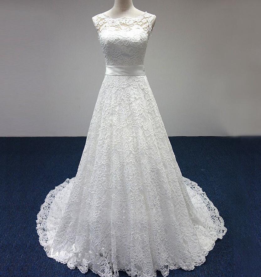 Mermiad Lace Train Bridal Gown Lace Prom Dress