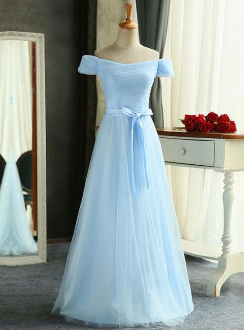 Off Shoulder Light Blue Prom Dress,tulle Prom Dresses,a-line Prom Dress