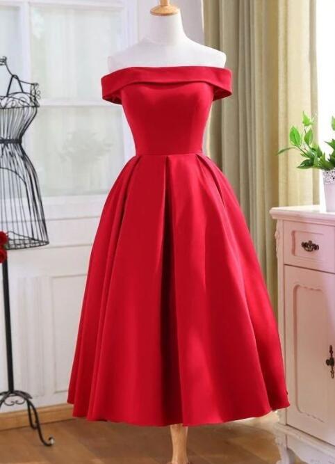 Satin Red Short Homecoming Dress