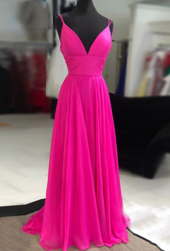 Simple V Neck Chiffon Long Prom Dress Evening Dress on Luulla