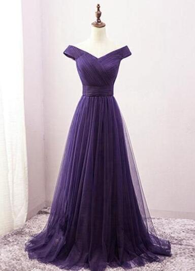 Beautiful Off The Shoulder Long Purple Prom Dress