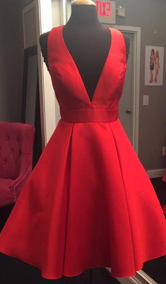Cute Red Homecoming Dresses Satin,short Prom Dresses