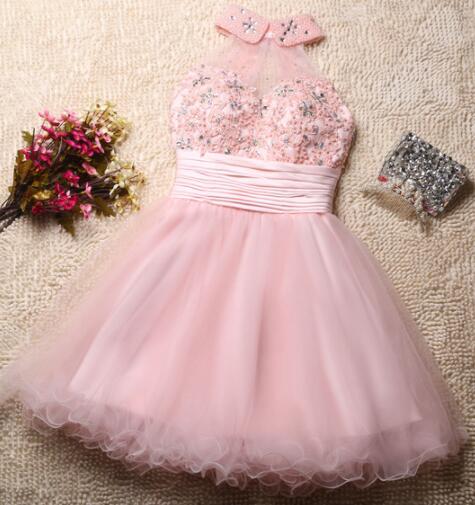 Lovely Pink Tulle Homecoming Dresses, Short Prom Dresses