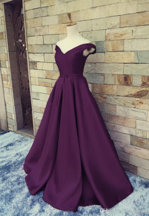 Dark Purple Satin Long Prom Dress, Formal Dresses