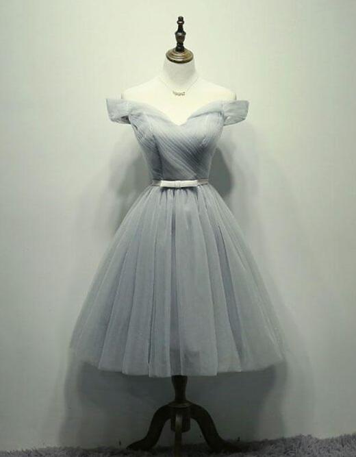 Gray Tulle Short Homecoming Dress