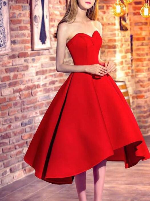 Lovely High Low Red Sweetheart Prom Dress