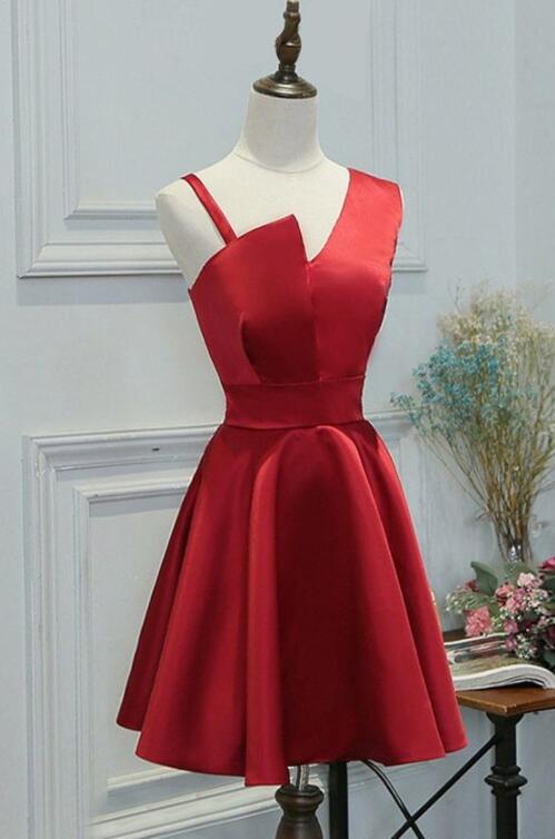 Cute Red Short Homecoming Dress with Chic One Shoulder