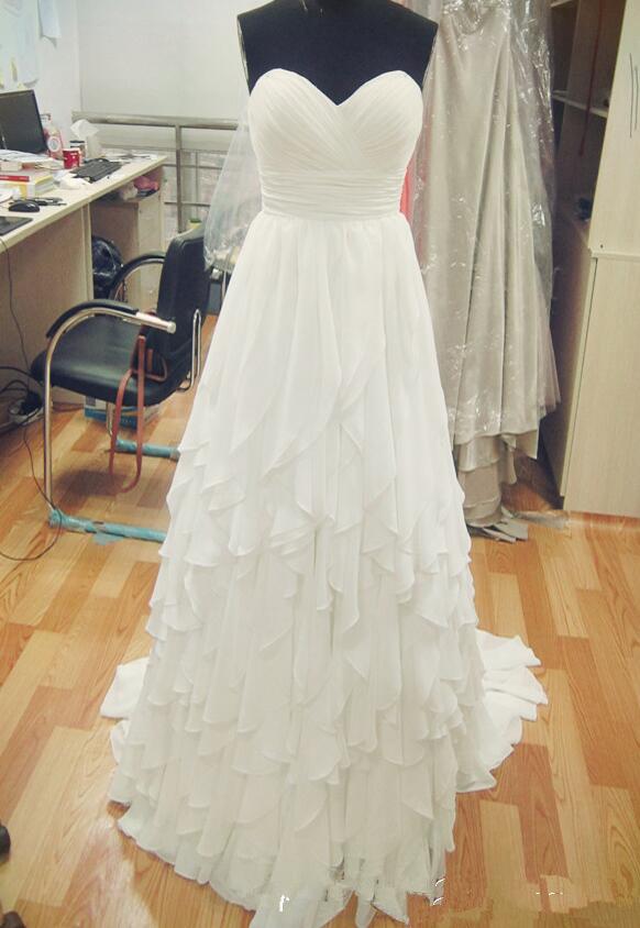 Beauty Sleeveless Ivory Chiffon Wedding Dress