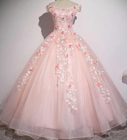 Ball Gown Pink Lace Quinceanera Dress Sweet Sixteen Dress For Girls