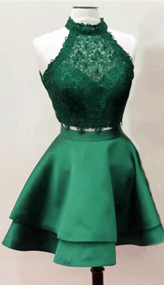 Two Piece Dark Green Homecoming Dresses,emerald Green Homecoming Dresses