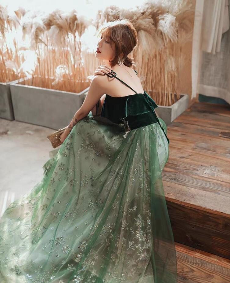 Red Velvet Modest Tulle Prom Eevning Dresses    cg20750 main image 1