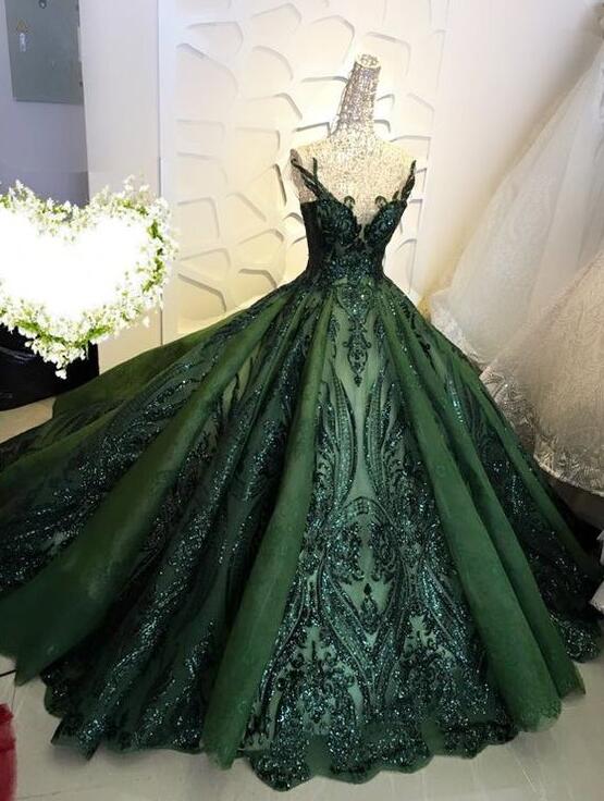 Dark Green Quinceanera Dresses For Women Sparkly Prom Dresses on Luulla