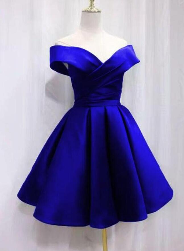 Off Shoulder Royal Blue Homecoming Dress