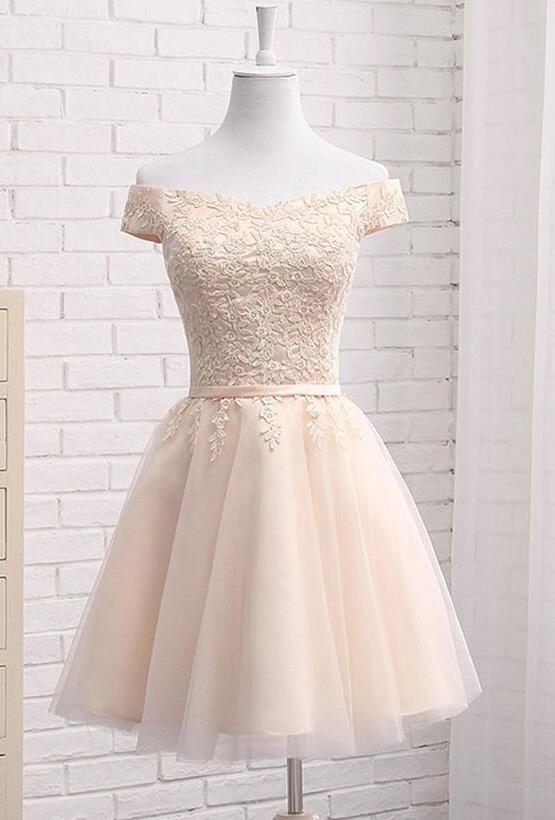 Cute Off Shoulder Simple Tulle Party Dress