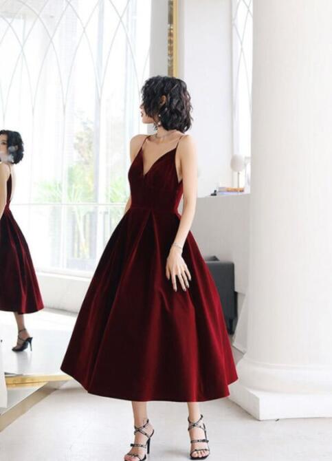 dark red backless prom dress Mermaid V Neck Glitter Jersey Long Prom Dress with Slit, Dark Green / 8 main image 1