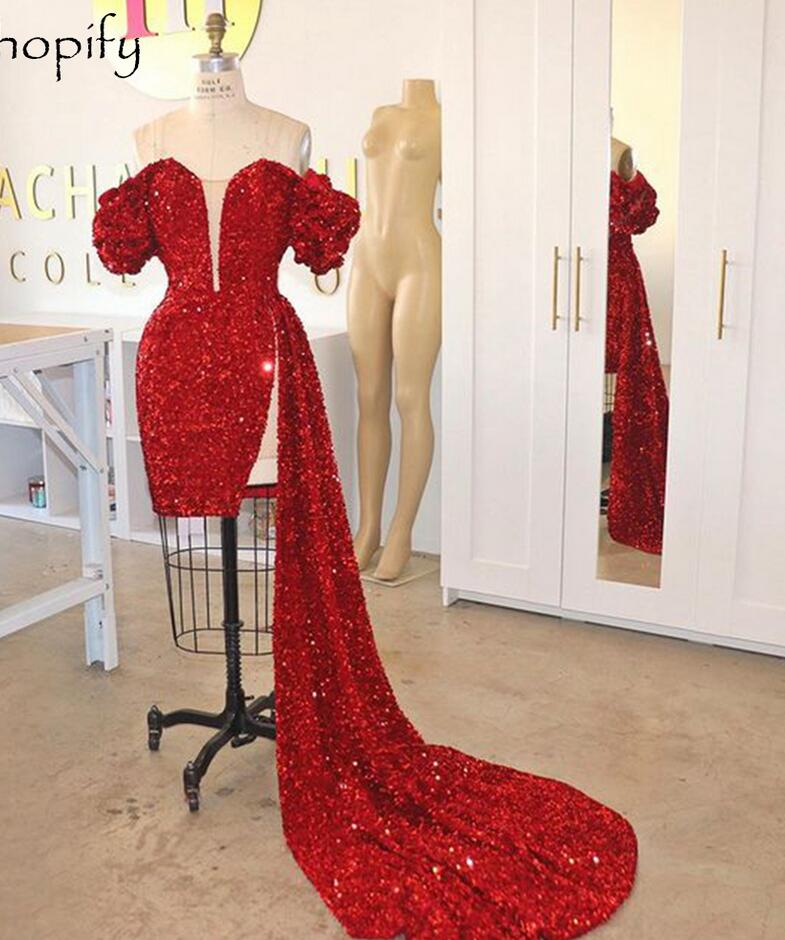 Sparkly Red Sequin Short Prom Dress